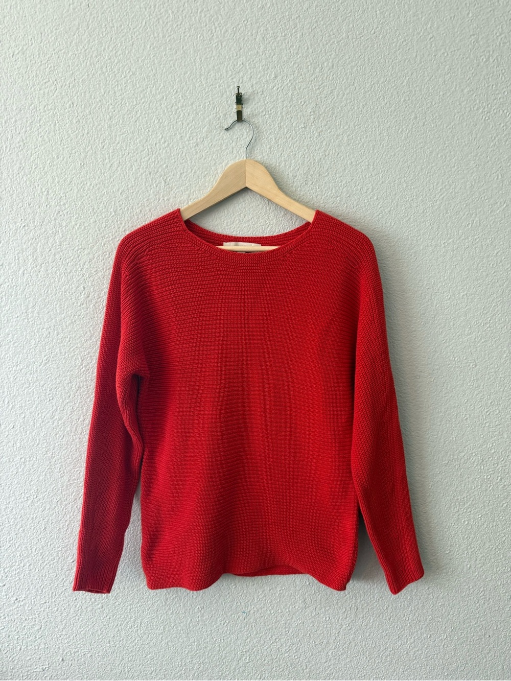 Tomato Red Knit Sweater LOFT 100% cotton size Small
